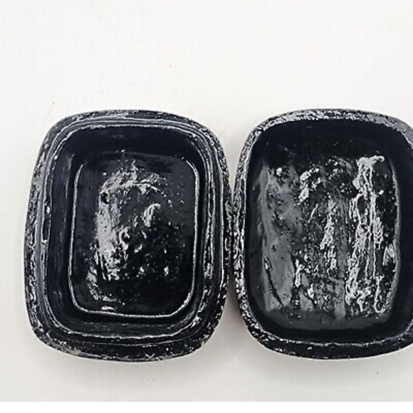 Vintage Paper Mache Black Lacquer Floral Hand Painted Trinket Jewelry St… - Picture 7 of 7